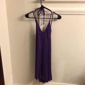 Purple Cotton Halter Dress - Banana Republic